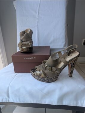 Taupe Suede Platform Slingback Heels